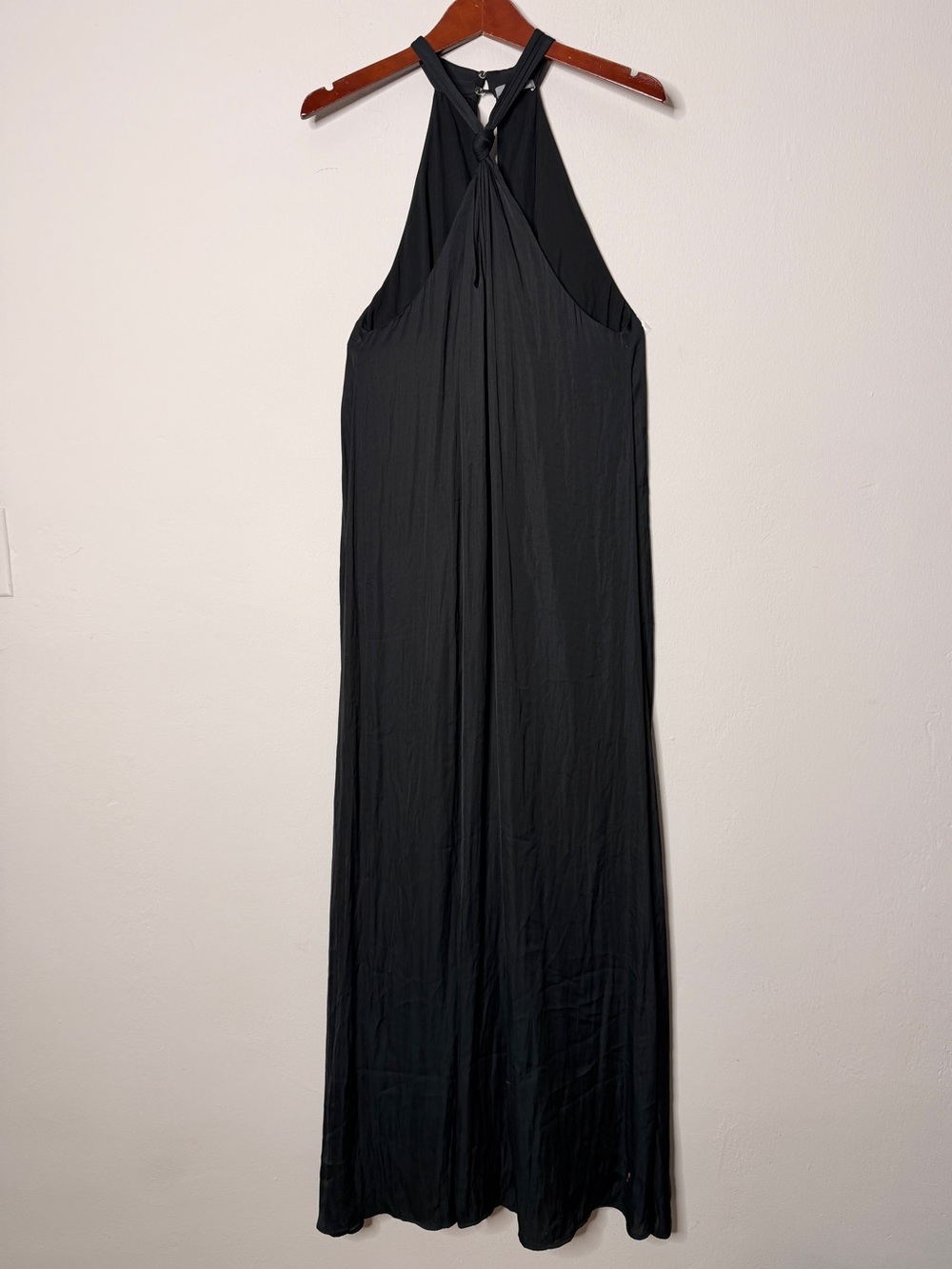 TART Black Halter Knot-Front Sleeveless Maxi Dress Size M